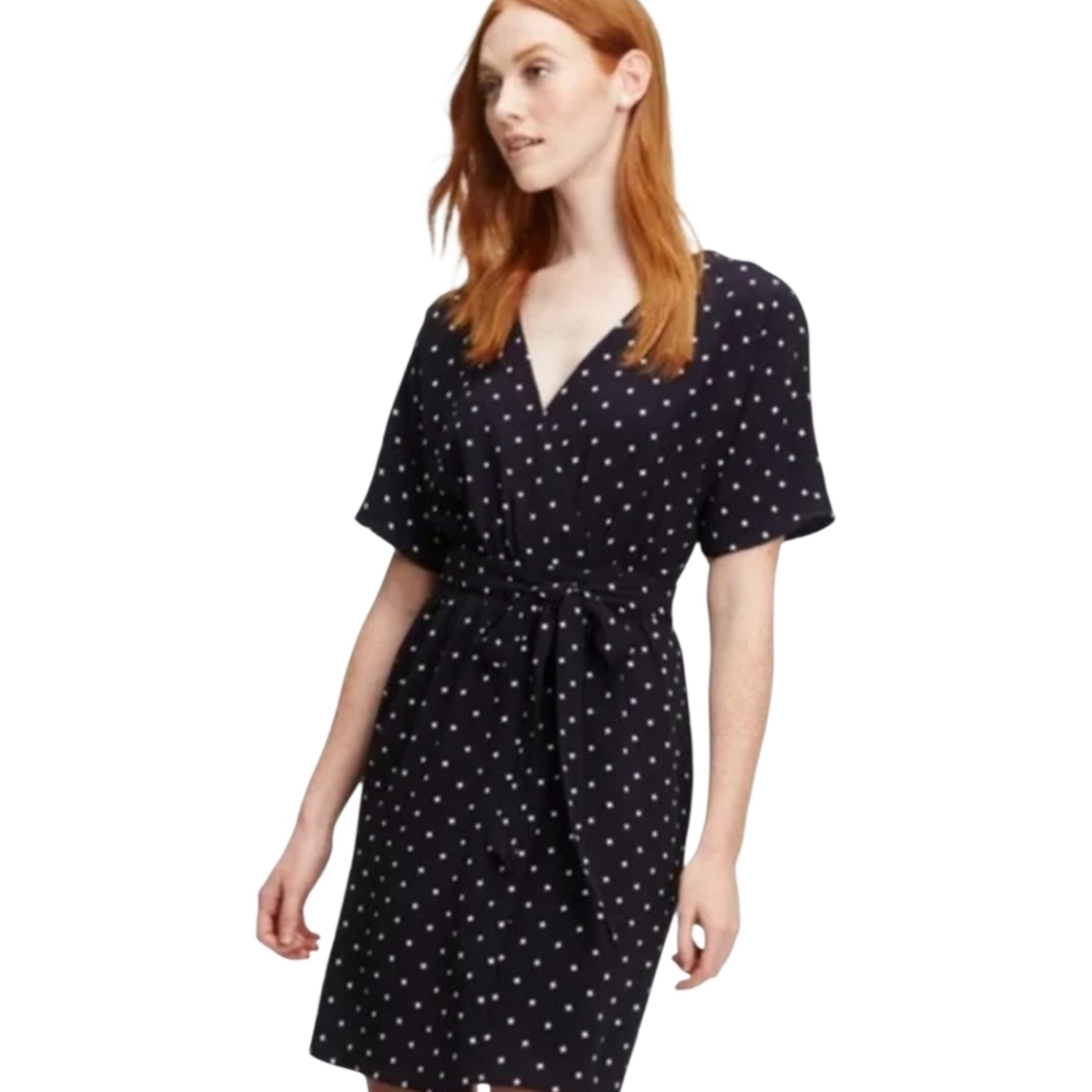 Ann Taylor‎ Dark Blue Print Wrap Dress Size Large